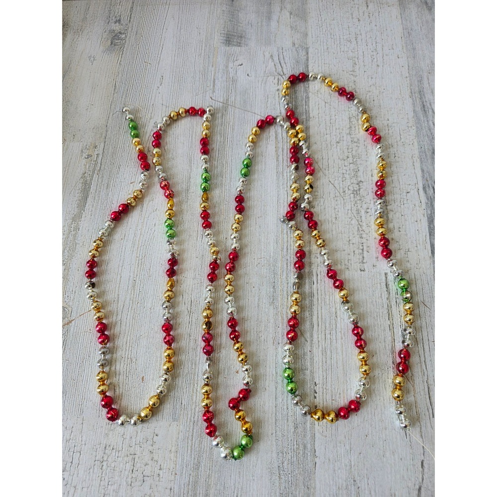 Vintage Mercury rainbow glass 92 inch garland red green yellow silver Xmas